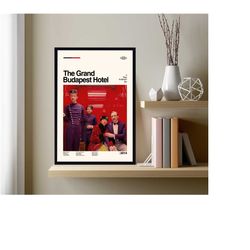 the grand budapest hotel movie, the grand budapest hotel poster, movie poster, retro modern art, minimalist art, midcent