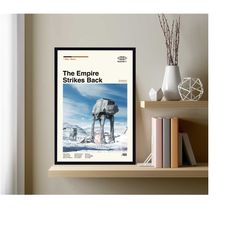 the empire strikes back movie, the empire strikes back print, minimalist art, vintage poster, wall decor, home decor, da