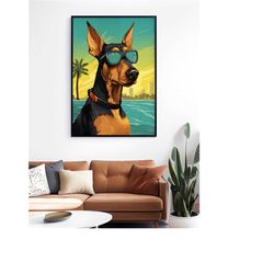 doberman print, doberman wall art poster, cute dog prints, dog lover gift, nursery print, housewarming gifts, doberman a