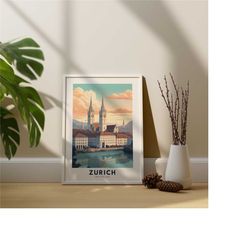 zurich travel poster print - switzerland art print - zurich art print - switzerland wall art - zurich art print - zurich