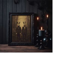 rabbit cult of the forest, gothic home decor, dark academia, gothic wall art print, victorian print, dark art prints, da