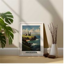 aberdeen print, aberdeen wall art poster - scotland wall art print - scotland travel poster - aberdeen travel print