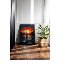 sunset landscape - framed pictures -wall art decor - digital art - office print - bedroom print