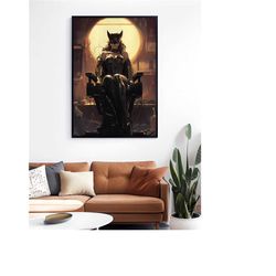 catwoman at the barbershop wall art print, catwoman poster, gift for barber, barbershop art poster, catwoman wall decor