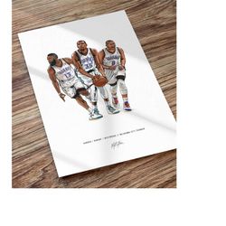 kevin durant james harden russell westbrook poster oklahoma city thunder basketball illustrated art print