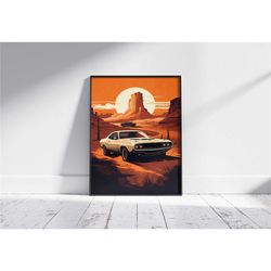 digital poster dodge challenger print american muscle poster