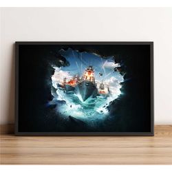 world of warships poster, airplane game wall art,