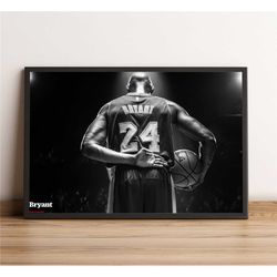 kobe bryant poster, basketball wall art, black mamba