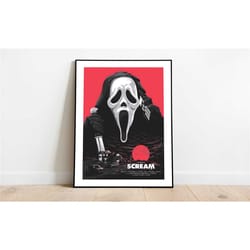 framed retro scream movie poster 1996, ghostface wall