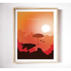 star wars poster, empire strikes back, minimalist print,