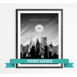 gotham nights framed movie print, wall art, home