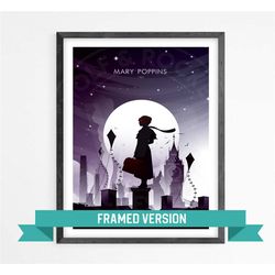 disney mary poppins framed movie print, wall art,