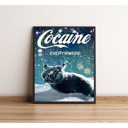 funny cat poster, cat lover poster, cat wall