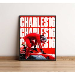 charles leclerc poster, ferrari f1 team, formula 1