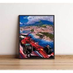 monaco f1 poster, ferrari f1 poster, monte carlo