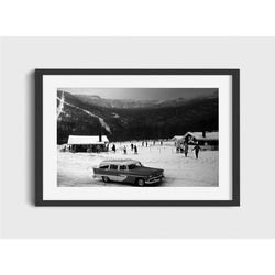 1956 stowe vermont vintage ski photo print -