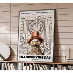 thanksgiving day retro poster | home decor |