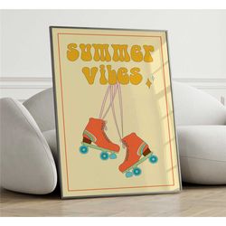 groovy hippie 70s cartoonical roller skates poster |