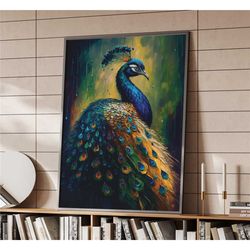 peacock girl watercolor poster | home decor |