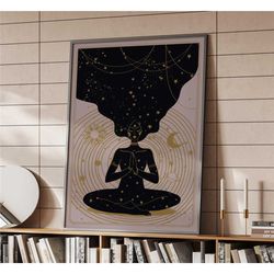 cosmic meditation woman poster | home decor |
