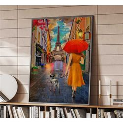 rainy day paris oil painting poster | home