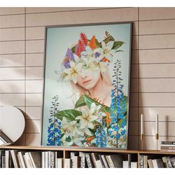 abstract female floral portrait poster | home decor