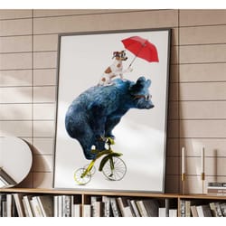 circus bear and dog vintage poster | home