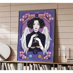 art nouveau libra zodiac poster | home decor