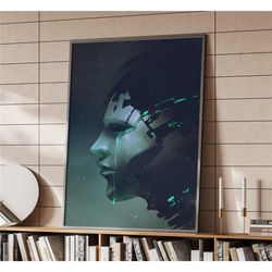 cyberpunk inspired crying robot poster | home decor