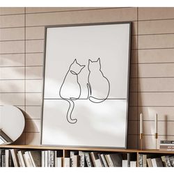 minimalistic cats line art poster | home decor