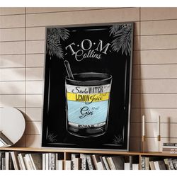vintage tom collins cocktail chalkboard poster | home