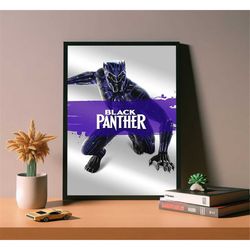 black panther movie poster, high quality canvas poster,