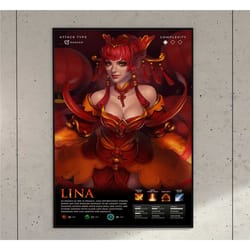 lina dota 2 game anime art print poster