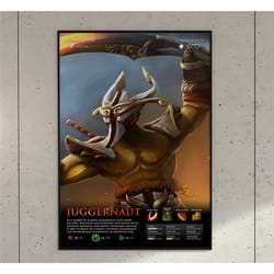 juggernaut dota 2 game anime art print poster