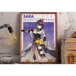 sara | genshin impact gaming poster | anime