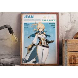 jean | genshin impact gaming poster | anime