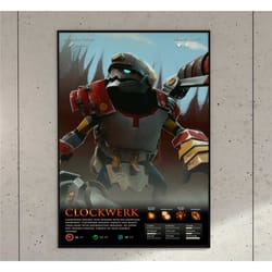 clockwerk dota 2 game anime art print poster