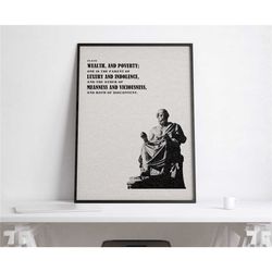 wealth, and poverty | plato quote poster |