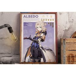 albedo | genshin impact gaming poster | anime