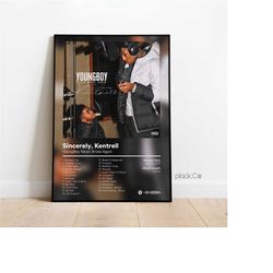 youngboy never broke again - sincerely kentrell - hip hop poster - custom album cover - nba youngboy poster - custom alb