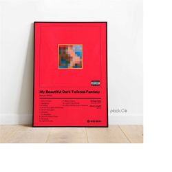 kanye west - my beautiful dark twisted fantasy - custom album cover - kanye west poster - hip hop wall art - custom musi