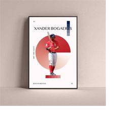 xander bogaerts poster, boston red sox art print minimalist baseball wall decor for home living kids game room gym bar m