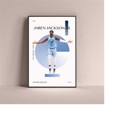 jaren jackson jr poster, memphis grizzlies art print minimalist basketball wall decor for home living kids game room gym