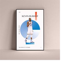 kevin durant poster, oklahoma city thunder art print minimalist basketball wall decor for home living kids game room gym