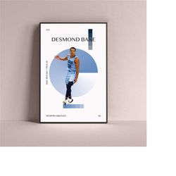 desmond bane poster, memphis grizzlies art print minimalist basketball wall decor for home living kids game room gym bar