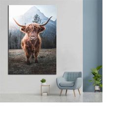 highland cow canvas print - highland cow wall art - highland cow wall art decor - highland cow canvas art - highland cow