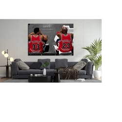 michael jordan and scottie pippen canvas print - jordan & pippen wall art - jordan and pippen wall art gift - basketball