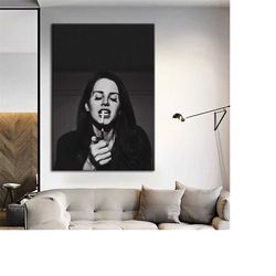 lana del rey canvas print - b&w lana del rey wall art - lana del rey canvas art - famous musician home decor - lana del