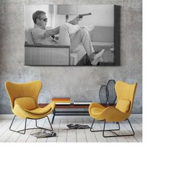 steve mcqueen gun canvas print - steve mcqueen gun canvas wall art - steve mcqueen gun home decor - steve mcqueen wall a