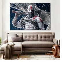 god of war canvas print - kratos wall art - god of war wall decor - kratos canvas art - god of war extra large canvas